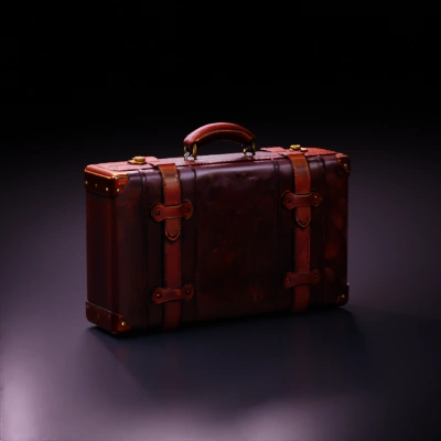 Brown leather briefcase with handle.
