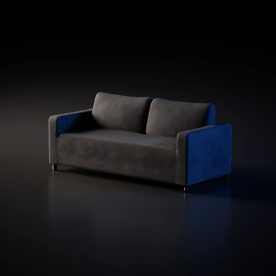 Modern two-seater fabric sofa.