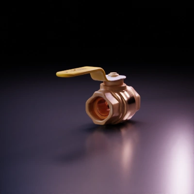 Ball valve with a lever handle.