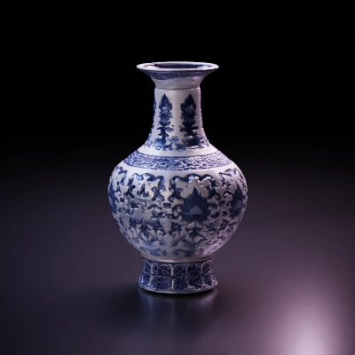 Ornate traditional vase, intricate floral patterns.