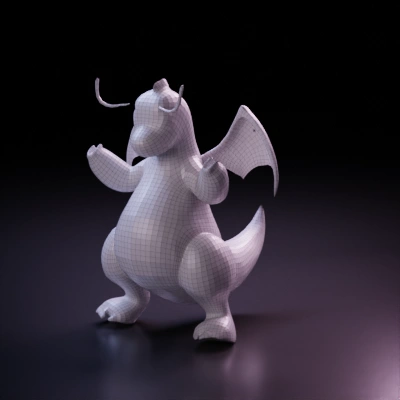 Orange dragon-like creature, wings, standing. smooth edges, character.