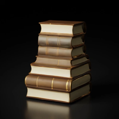 Stack of hardcover books, classic design.