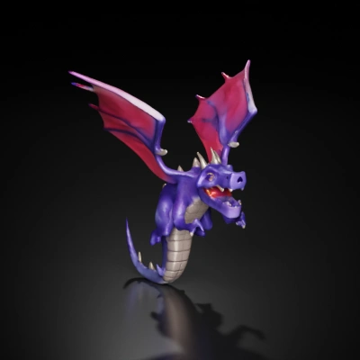 Winged dragon, fierce, animated, fantasy creature.
