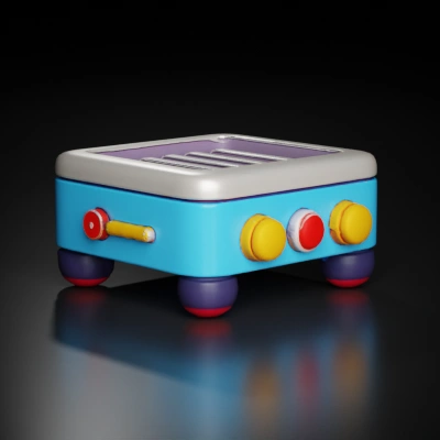 cartoonish radio with buttons.