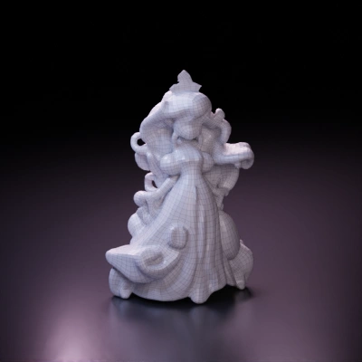 Princess with flowing dress and tiara.