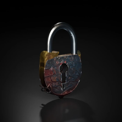 ornate vintage padlock. game ready model