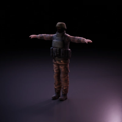 Soldier with tactical gear and combat attire. t-pose