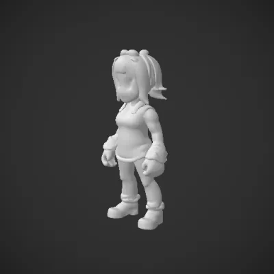 Young animated female character in casual attire. Character, smooth edges.