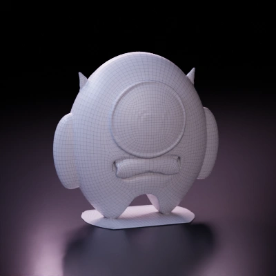 One-eyed cartoon monster, happy expression.