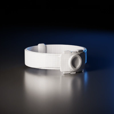 Belt with round emblem design, futuristic accessory.
