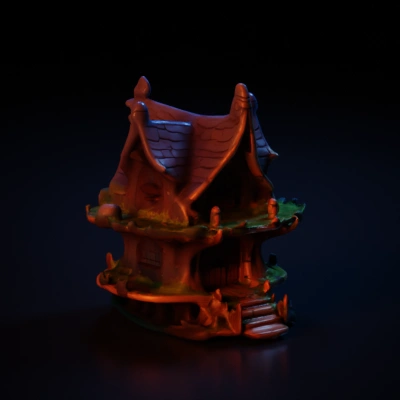 Fairy-tale-like mushroom house, whimsical design.