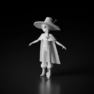 Young male wizard with staff, fantasy attire.