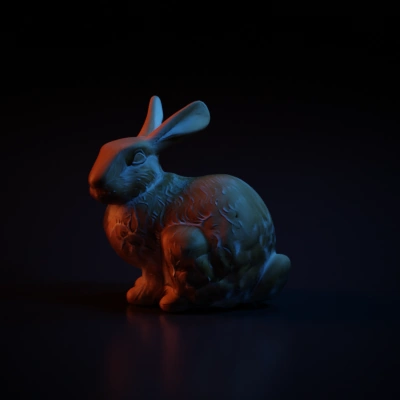 Rabbit statue, detailed carving, sitting position.