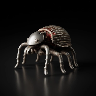 Mechanical bug with visible internal components.