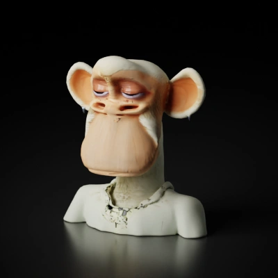 Displeased monkey with shirt, stylized character.