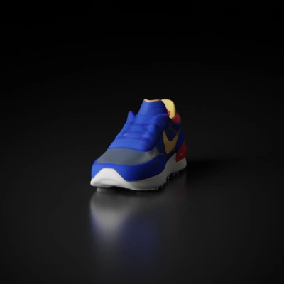 Athletic shoe with layered design, sports branding.