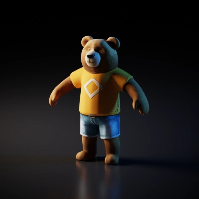 Friendly cartoon bear wearing casual clothes. t - pose