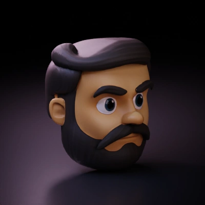 Cartoon bearded character face.