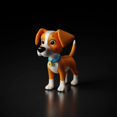 Cartoon dog with a blue collar and bell.