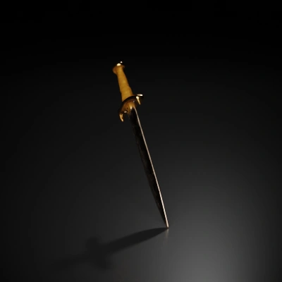 Dagger with a decorated hilt and a sharp blade.