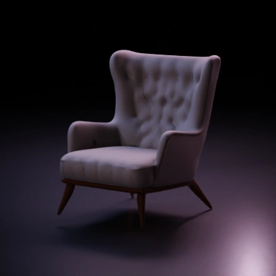 Comfortable armchair with high back and tufted cushioning.
