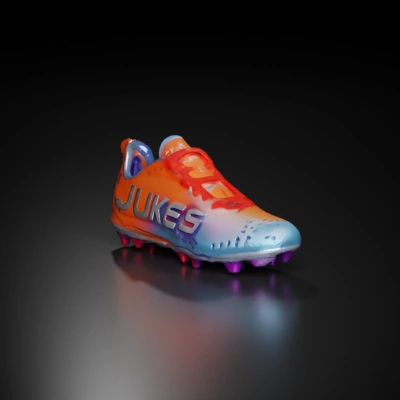 Soccer cleat with studs, athletic wear, sleek design.