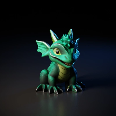 cute green cartoon dragon.