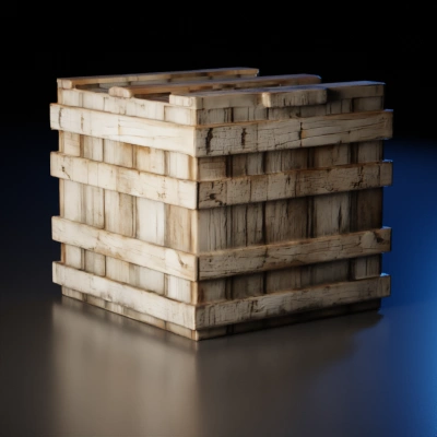 Wooden storage crate with plank details.