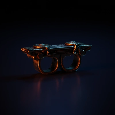Brass knuckles with intricate patterns.