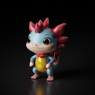 cute humanoid axolotl rigged 3d game character