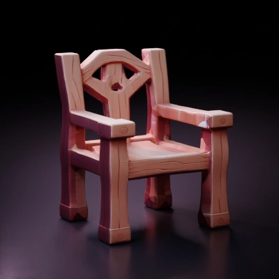 Wooden chair with abstract backrest.