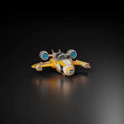 Futuristic spacecraft, sleek design, twin engines.