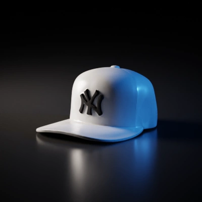 White baseball cap with logo.