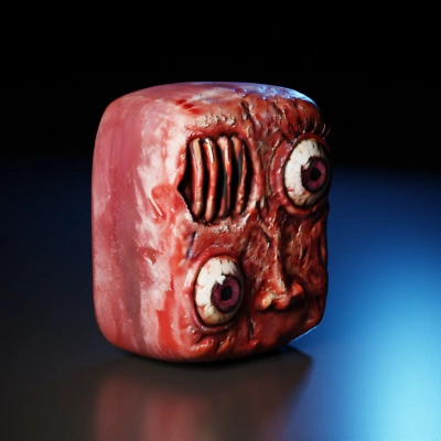Fleshy cylinder head with eyes.