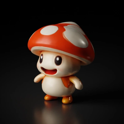 Cute cartoon mushroom with a smiling face.