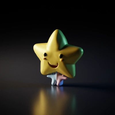 Cute smiling star character with rosy cheeks.
