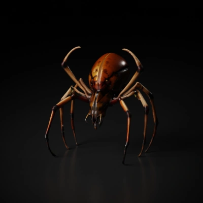 Alien-like mechanical spider, detailed exoskeleton, sci-fi movie character.