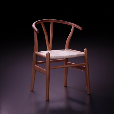 Traditional wooden chair with woven seat.