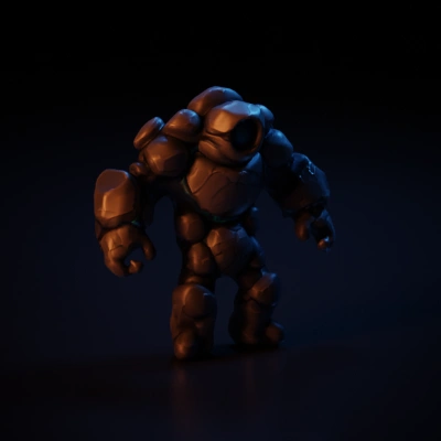 Stone golem, humanoid, glowing core.