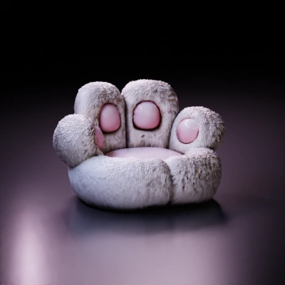 Furry paw-shaped chair.