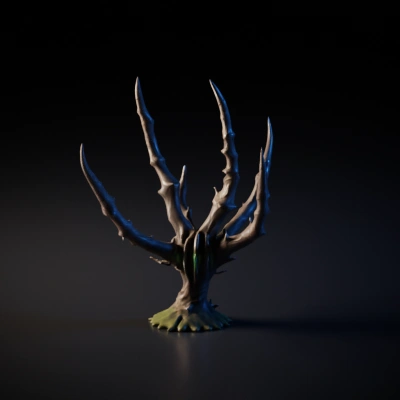 Alien plant creature with glowing orbs.