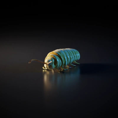Segmented worm creature, multiple legs, curl shape.