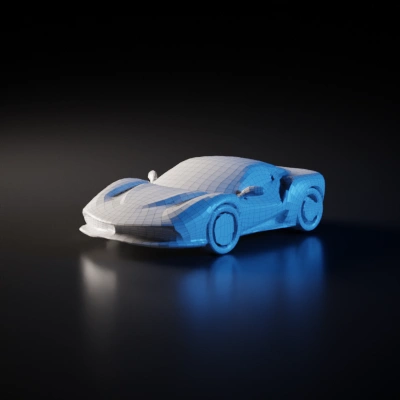 Sports car, modern high performance. symmetric geometry. smooth edges. complex geometry. game-ready.