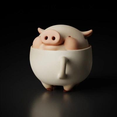 Pig-shaped cup, cartoon style.