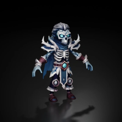 Armored undead skeleton warrior character.