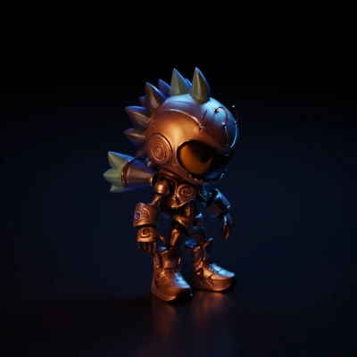 futuristic robotic character with spikes.