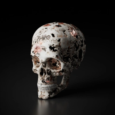 Skull with floral patterns.