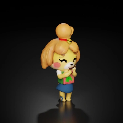 Animal Crossing character, playing a flute.