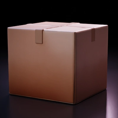 Standard cardboard box with closed flaps.