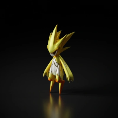 Anthropomorphic spiky-haired creature, humanoid form, animated character.